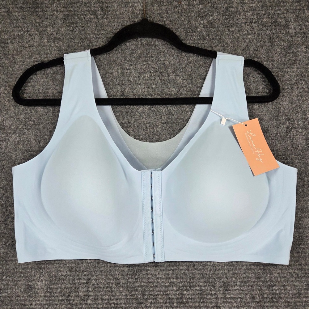 NWT Luna Hug Front Closure Posture Bra Light Blue Wirefree Plus Size 5XL
